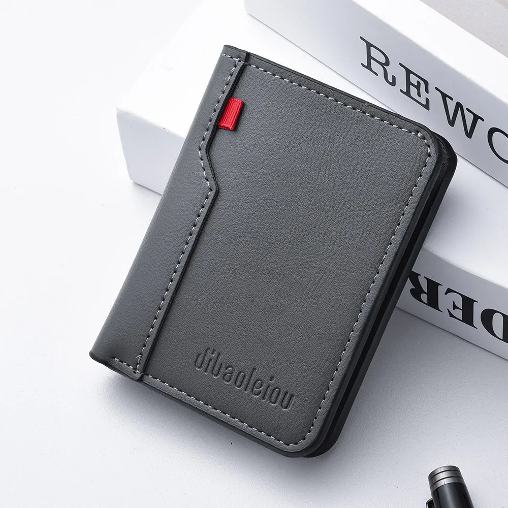 1Pc New Ultra-thin Mini Soft PU Leather Credit Card Wallet Holder Short Vertical High Quality Men's Wallet - Clikcy