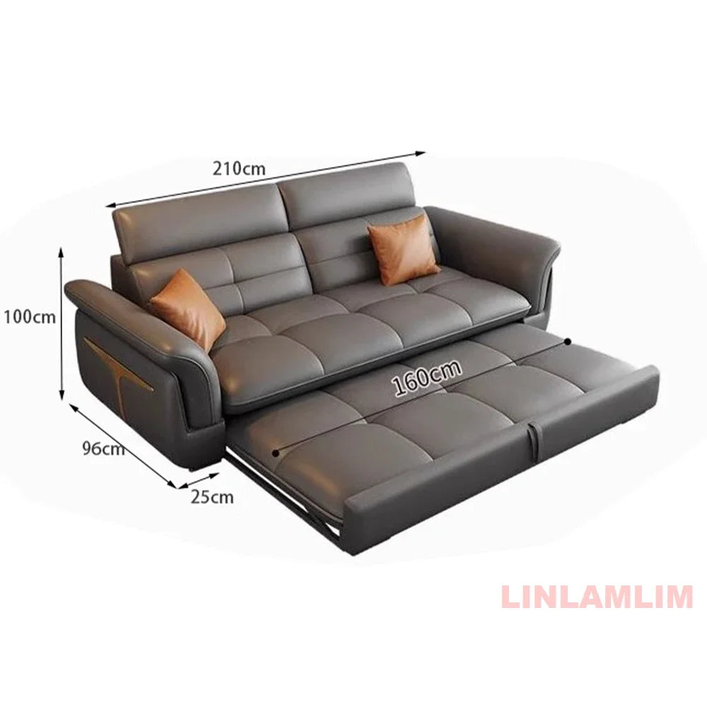Modern Electric Recliner Sofa Bed with Adjustable Backrest, L-Shaped Multifunctional Italian Genuine Leather Sectional Couch