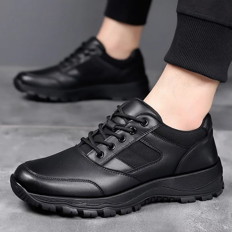 New Platform Cow Leather Casual Sneakers for Men Designer Autumn Winter Cotton Black Outdoor Men's Sports Shoes Zapatos Hombre - Clikcy