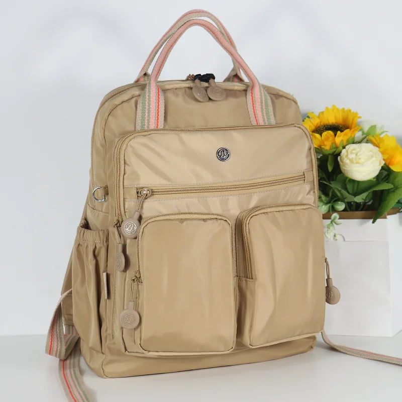 Multi-pocket Nylon School Backpack Casual Women's Backpack Lightweight Large Capacity School Bag Large Capacity Travel Backpack