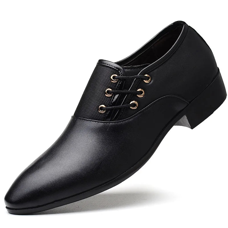 Men Formal Leather Shoes Lace Up Oxford Casual Business Black Leather Shoes Men Wedding Party Office Work Shoes
