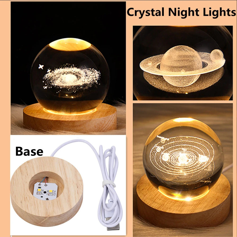 Unique 3D Crystal Ball Lamp with Galaxy and Planetary Projections USB Night Light for Cozy Atmosphere plasma ball - Clikcy