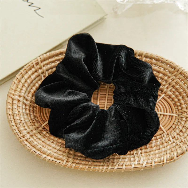 Korean Velvet Scrunchie Rubber Elastic Hair Bands Women Solid Color Headband Ponytail Holder Ties Rope Girl Hair Accessories - Clikcy