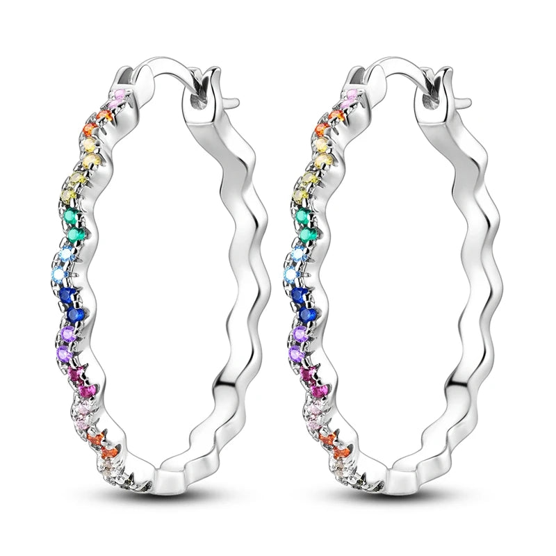 Original 925 Sterling Silver Women Hoop Earrings High Quality Shine Zircon U Shaped Classic Style Earring For Women Jewelry Gift