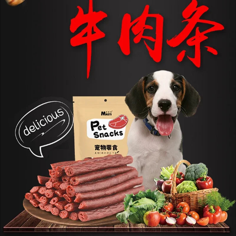500g Pet Snacks Dog Snacks Fragrant Soft Beef Strips Balanced Nutrition Teeth Grinding and Cleaning Dog Training Reward Snacks - Clikcy