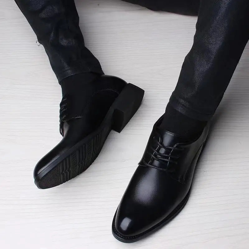 Spring and Autumn British Casual Business Formal Leather Shoes Men Shoes Heightening Single Shoes Shoes Casual Shoes Suit - Clikcy