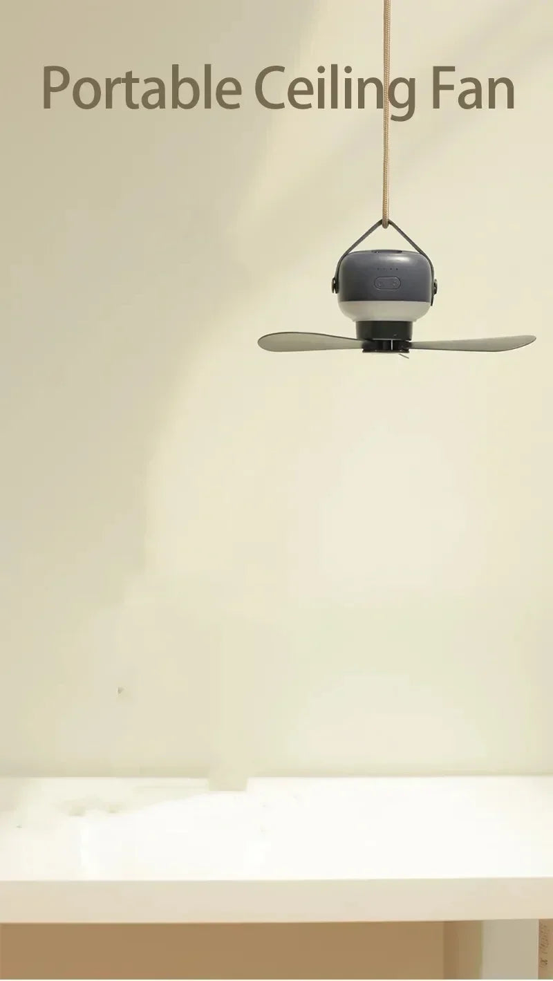 Portable Ceiling Fans Outdoor Camping Fan Tent Ventilator Cooler Rechargeable Electric Fan Remote Control LED Lighting - Clikcy