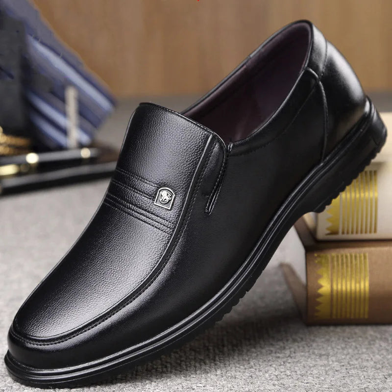 Leather Men Formal Shoes Luxury Brand 2025 Men's Loafers Dress Moccasins Breathable Slip on Black Driving Shoes Plus Size 38-46 - Clikcy