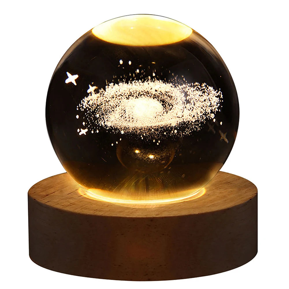 Unique 3D Crystal Ball Lamp with Galaxy and Planetary Projections USB Night Light for Cozy Atmosphere plasma ball - Clikcy