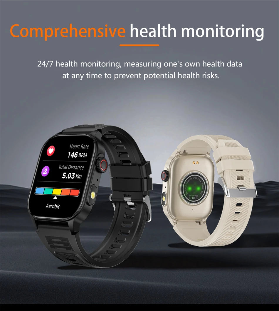 LIGE Smart Watch for Men 3ATM Waterproof Bluetooth Call Health Monitor With Flashlight 370mahBattery 100+Sport Mode Smartwatches - Clikcy