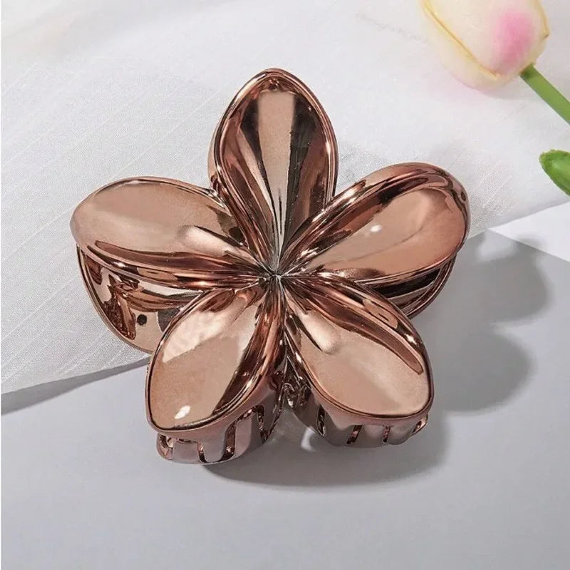 8Cm Bauhinia Flower Grab Clip Golden Flower Ladies Hairpin Silver Ponytail Clip Back Head Disc Hair Shark Clip Headgear - Clikcy