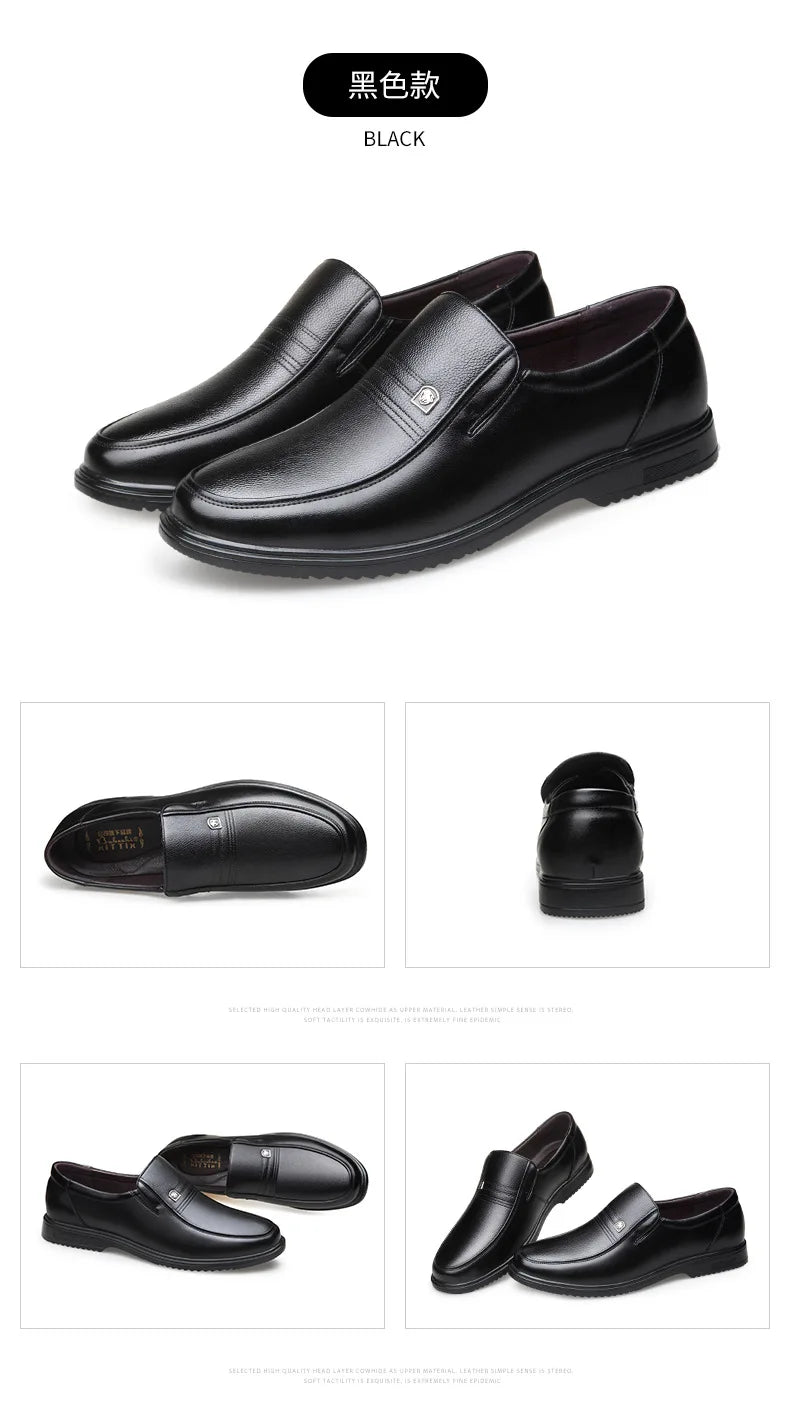 Leather Men Formal Shoes Luxury Brand 2025 Men's Loafers Dress Moccasins Breathable Slip on Black Driving Shoes Plus Size 38-46 - Clikcy