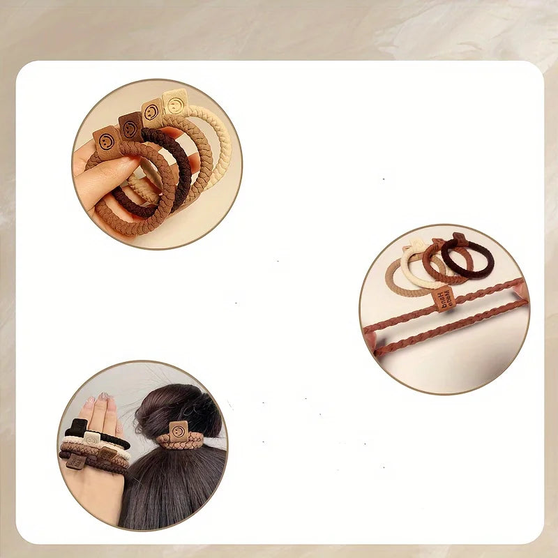 5 PCs Minimalist Twist Hair Ropes Set Soft High Elastic Hair Rings Casual Versatile Ponytail Hair Scrunchies - Clikcy