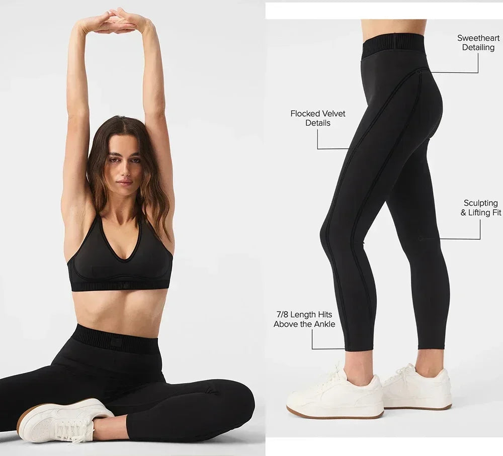 Women's Yoga Set Fitness Air Lift High waist 7/8 Line gaiter Bra with pad Fit comfortable fitness set Slimming outdoor gaiter - Clikcy