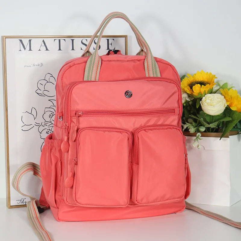 Multi-pocket Nylon School Backpack Casual Women's Backpack Lightweight Large Capacity School Bag Large Capacity Travel Backpack
