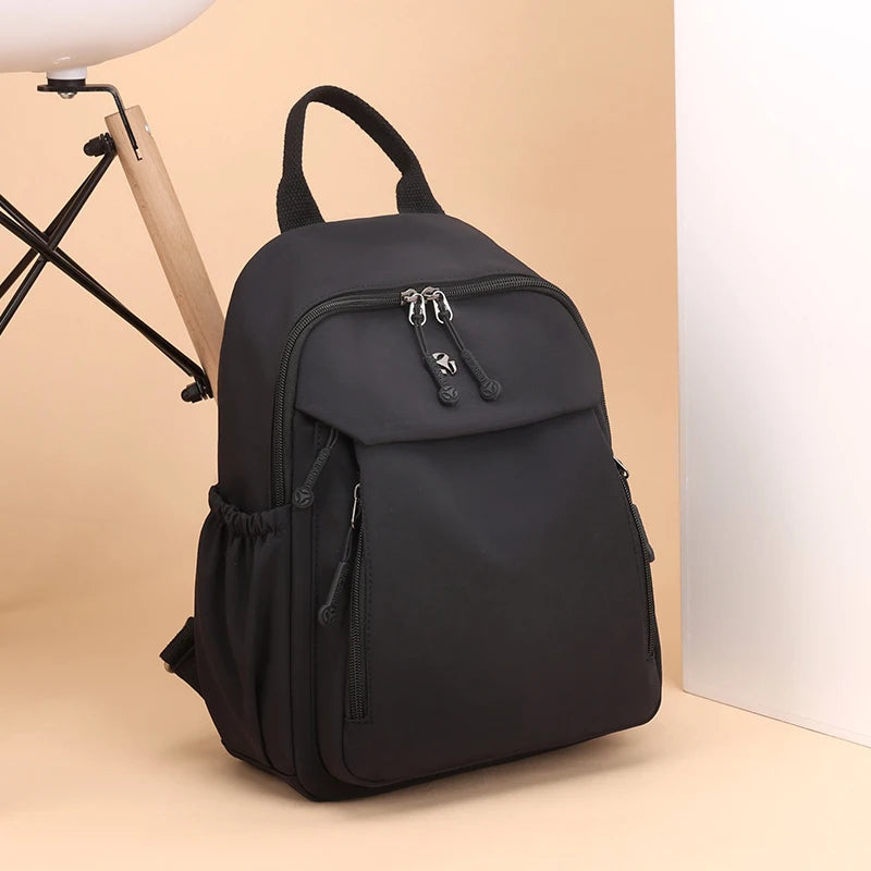 New High Quality Nylon Women Back Pack Solid Color Waterproof Travel Backpack Casual School Bags Girls Shoulder Bag Sac A Dos - Clikcy