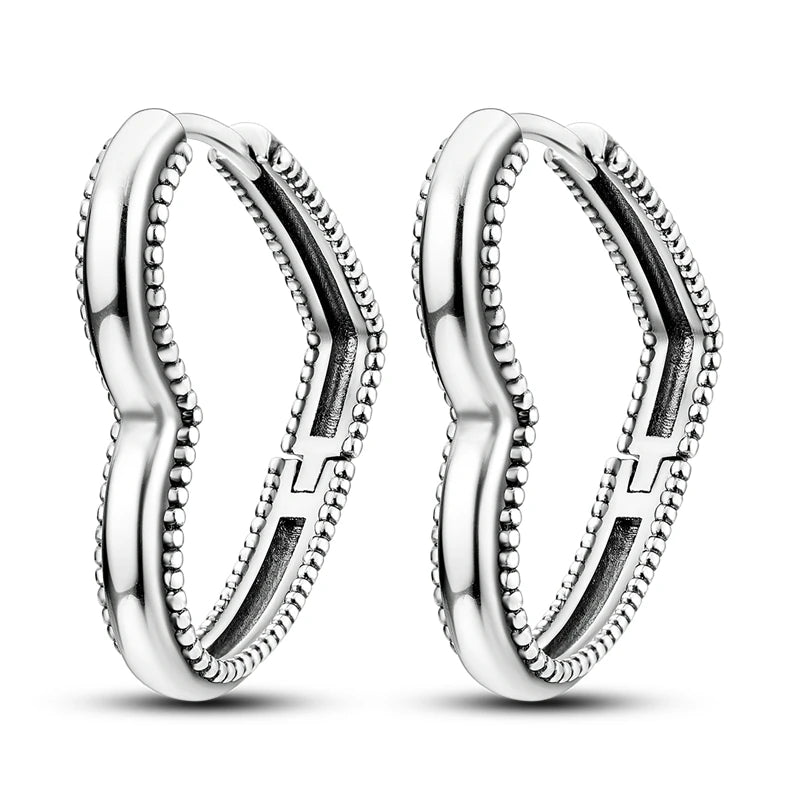 Original 925 Sterling Silver Women Hoop Earrings High Quality Shine Zircon U Shaped Classic Style Earring For Women Jewelry Gift