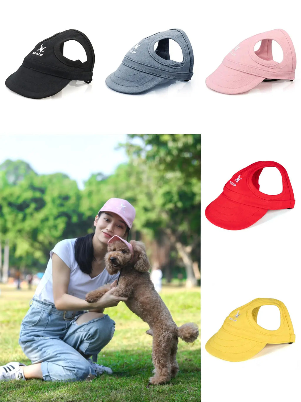 Adjustable Pet Dog Travel Cute Baseball Hat Sun Cap Visor Hat with Ear Holes Outdoor Sport Pet Supplies - Clikcy