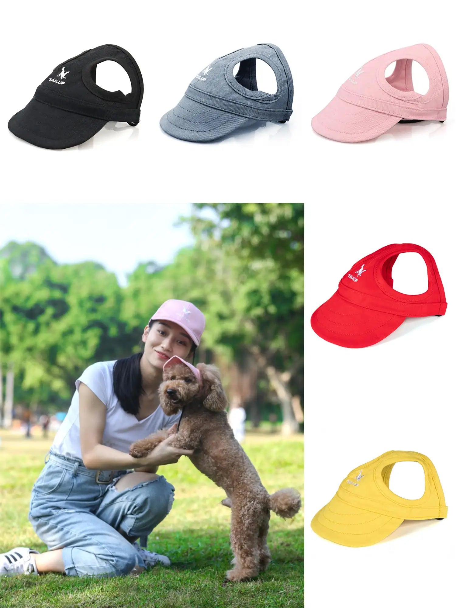 Adjustable Pet Dog Travel Cute Baseball Hat Sun Cap Visor Hat with Ear Holes Outdoor Sport Pet Supplies - Clikcy