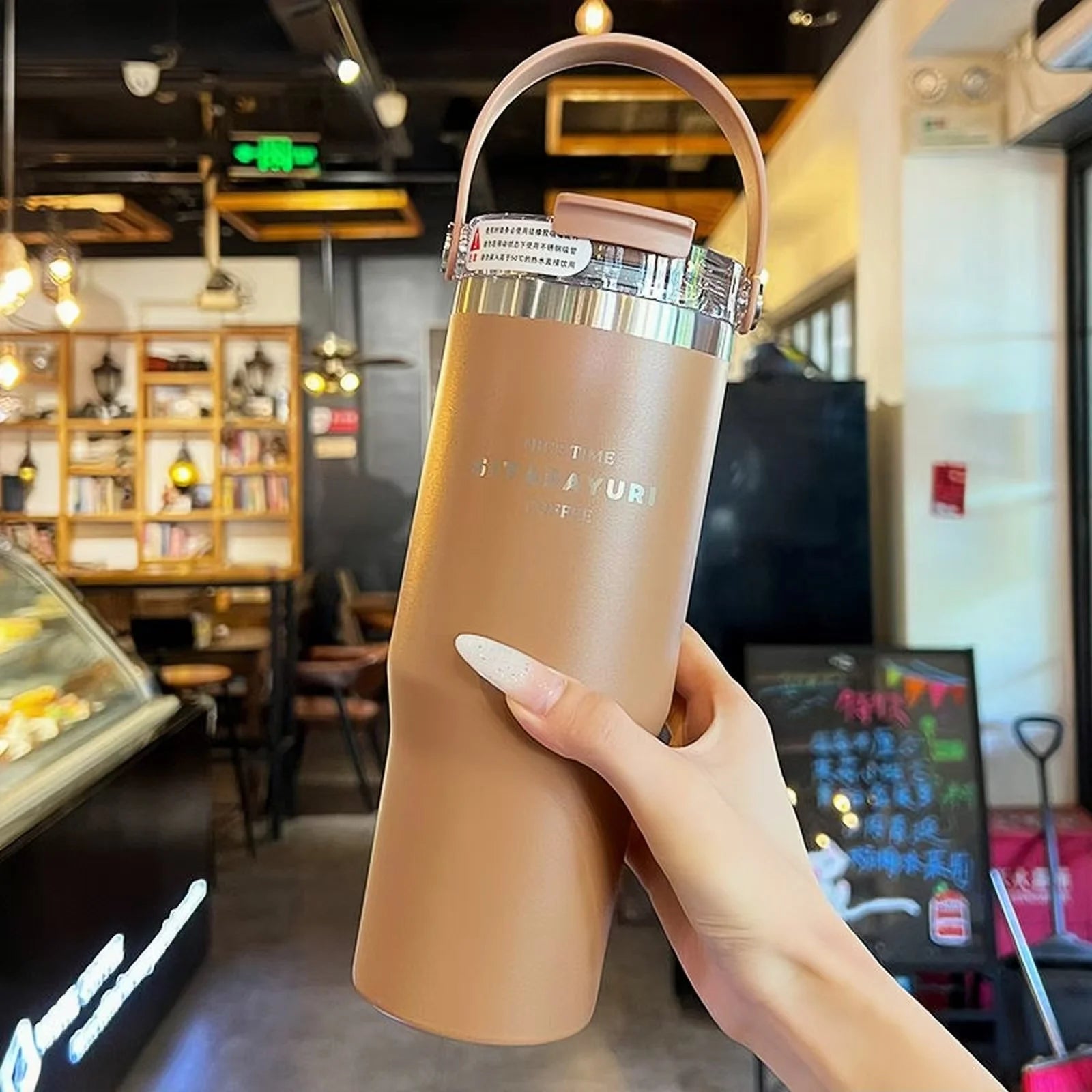 21oz/31oz Stainless Steel Tumbler with Straw Insulated Thermos Coffee Cup with Handle Water Bottle Travel Car Cups Copo Termo - Clikcy