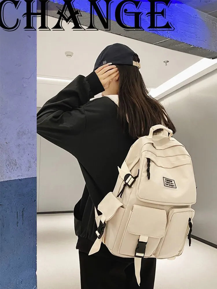 Shoulder bag Men's and Women's Universal Nylon Large Capacity Casual Schoolbag Plug Buckle Computer Backpack Daily Commuting - Clikcy