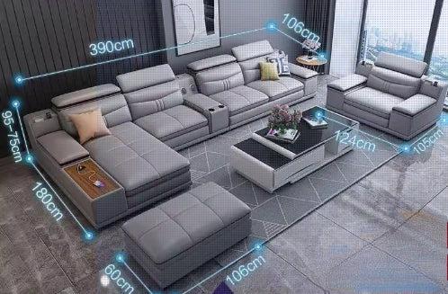 Luxury Wooden Sofa Set Design Modern Living Room Straight L Shaped Smart Sofa Bed With Storage - Clikcy