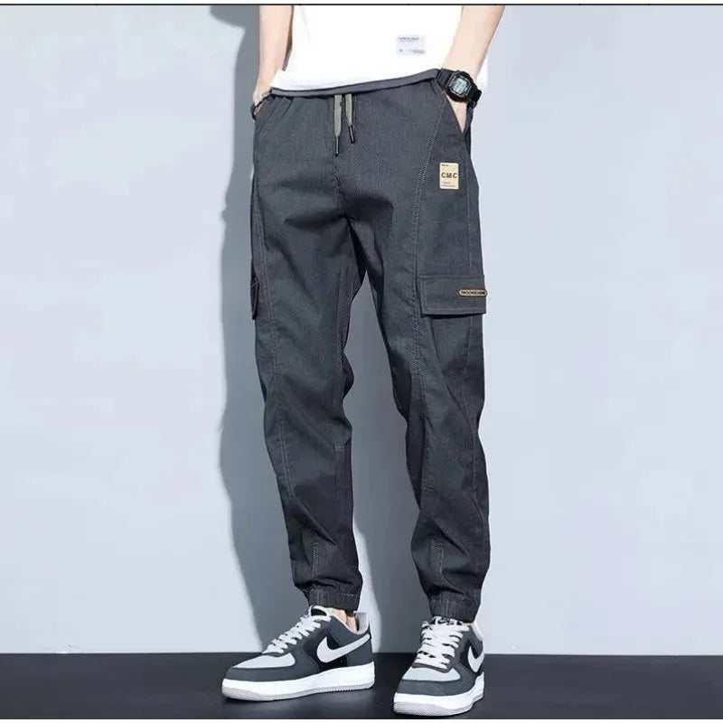 2025 Summer Men's New Thin Harlan Elastic Cargo Pants Loose Sports Trend All Tie Feet High Street Casual Pants - Clikcy