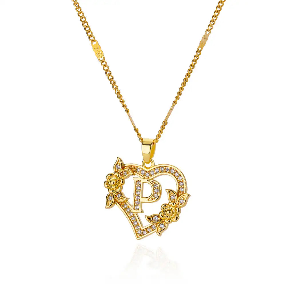 Heart Initial Letter Necklaces For Women Gold Color Stainless Steel Chain A-Z Alphabet Pendant Necklace Birthday Jewelry Gift - Clikcy