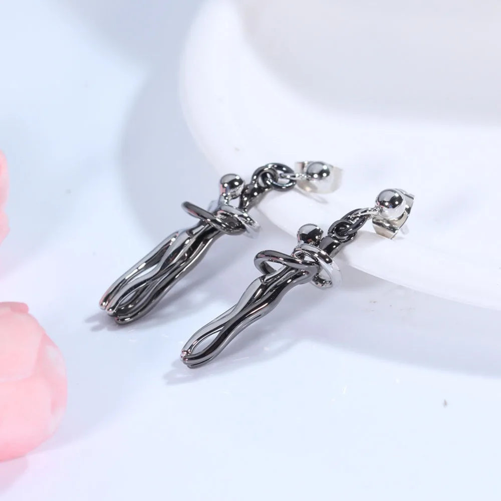 Seulement New 14K Gold Plated Embrace Pendant Couple Necklace for Women Two-tone Hug Earrings Valentine's Day Jewelry Gift - Clikcy