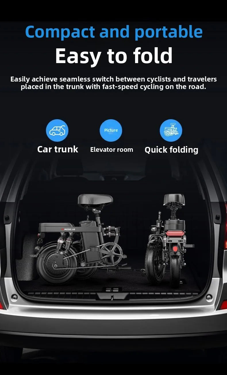 Aluminum alloy electric bicycle, ultra lightweight, portable, compact, foldable, lithium battery electric bike - Clikcy