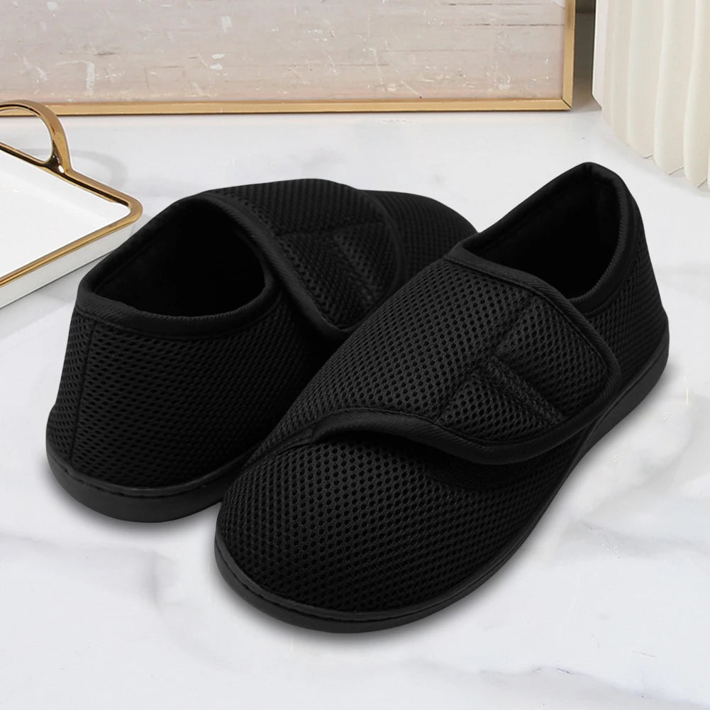 Unisex Diabetic Shoes Wide Walking Shoes Plush Lining Slip-On Orthopedic Shoes Hook and Loop Sneakers for Swollen Feet