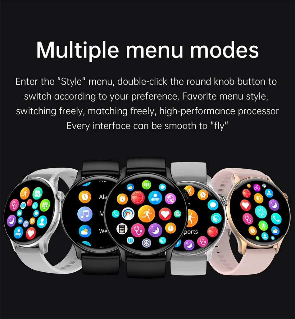 2024 New GPS Smart Watch Women True AMOLED 466*466 HD Screen Health Tracker Sports NFC Voice Bluetooth Call Smartwatches Ladies