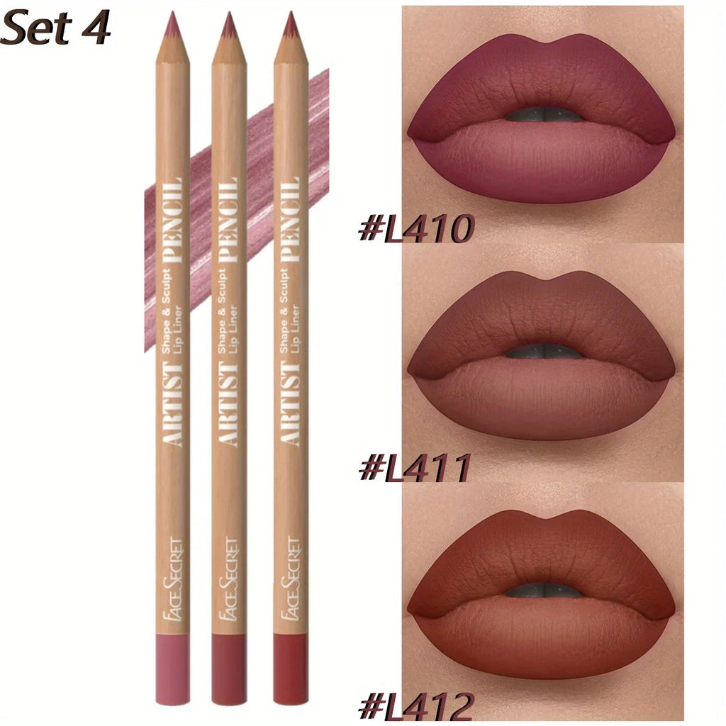 3Pcs Long-Lasting Velvet Lip Liner Matte Lipstick Waterproof  Perfect Gift for Valentine's Day, Lip Liner Set - Clikcy