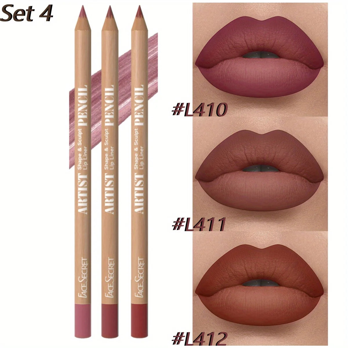 3Pcs Long-Lasting Velvet Lip Liner Matte Lipstick Waterproof  Perfect Gift for Valentine's Day, Lip Liner Set - Clikcy