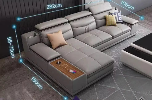 Luxury Wooden Sofa Set Design Modern Living Room Straight L Shaped Smart Sofa Bed With Storage - Clikcy