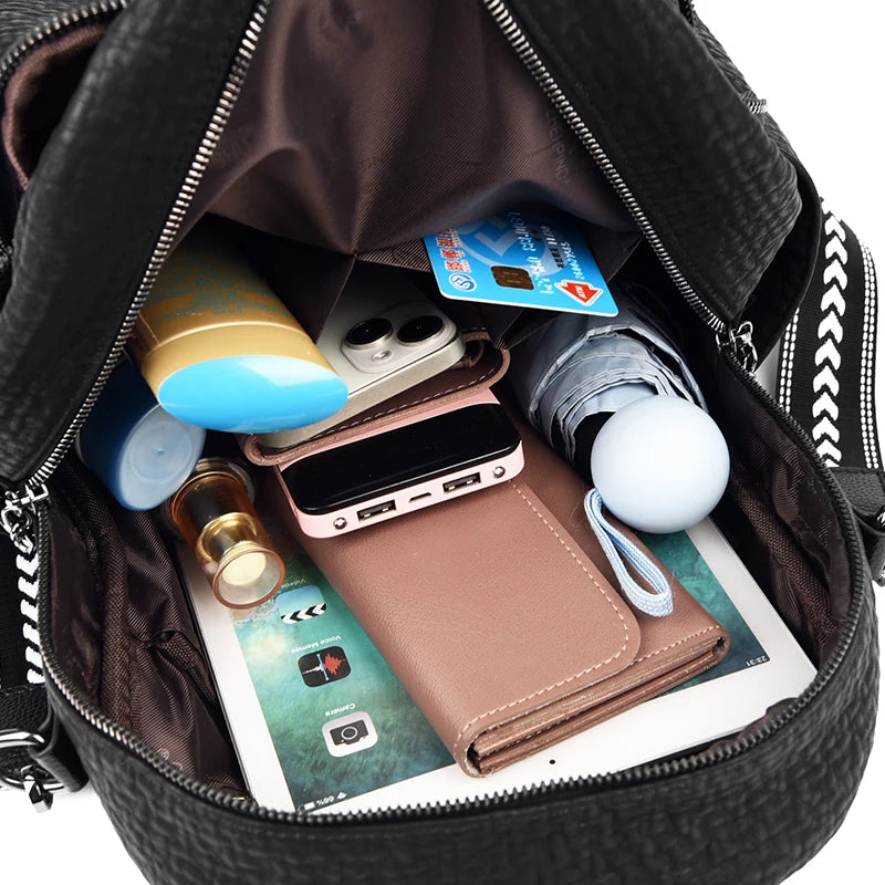 Large Backpack Women Leather Rucksack Women's Knapsack Travel Backpacks Shoulder School Bags for Teenage Girls Mochila Back Pack - Clikcy