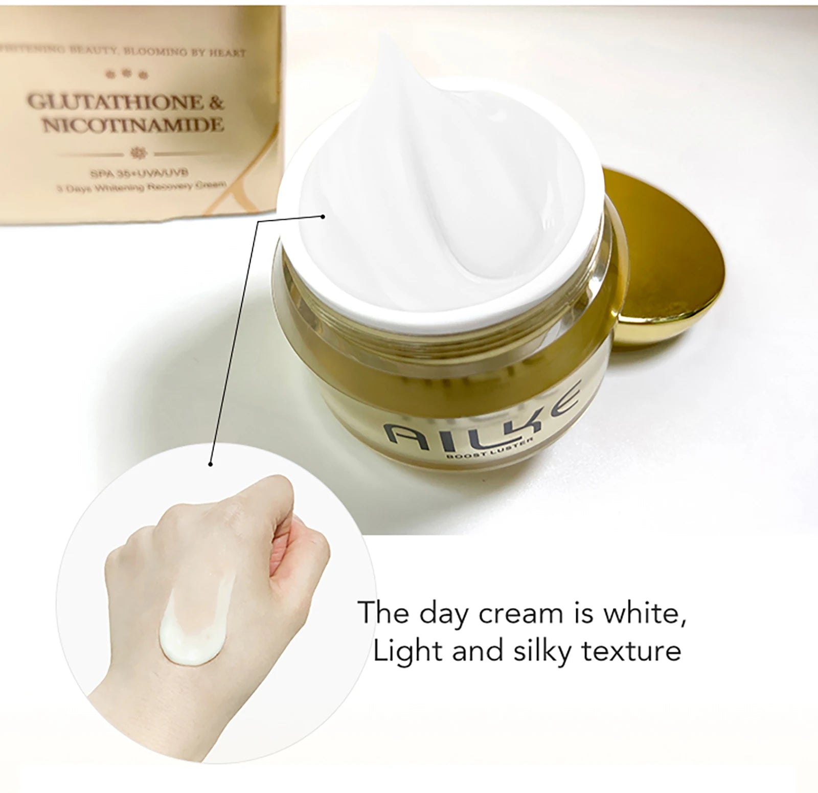 AILKE Whitening Moisturizing Facial Cream, Naturally Brighten Skin Tone, Remove Dark Spots, Clean Skin With Nicotinamide Spf35+ - Clikcy