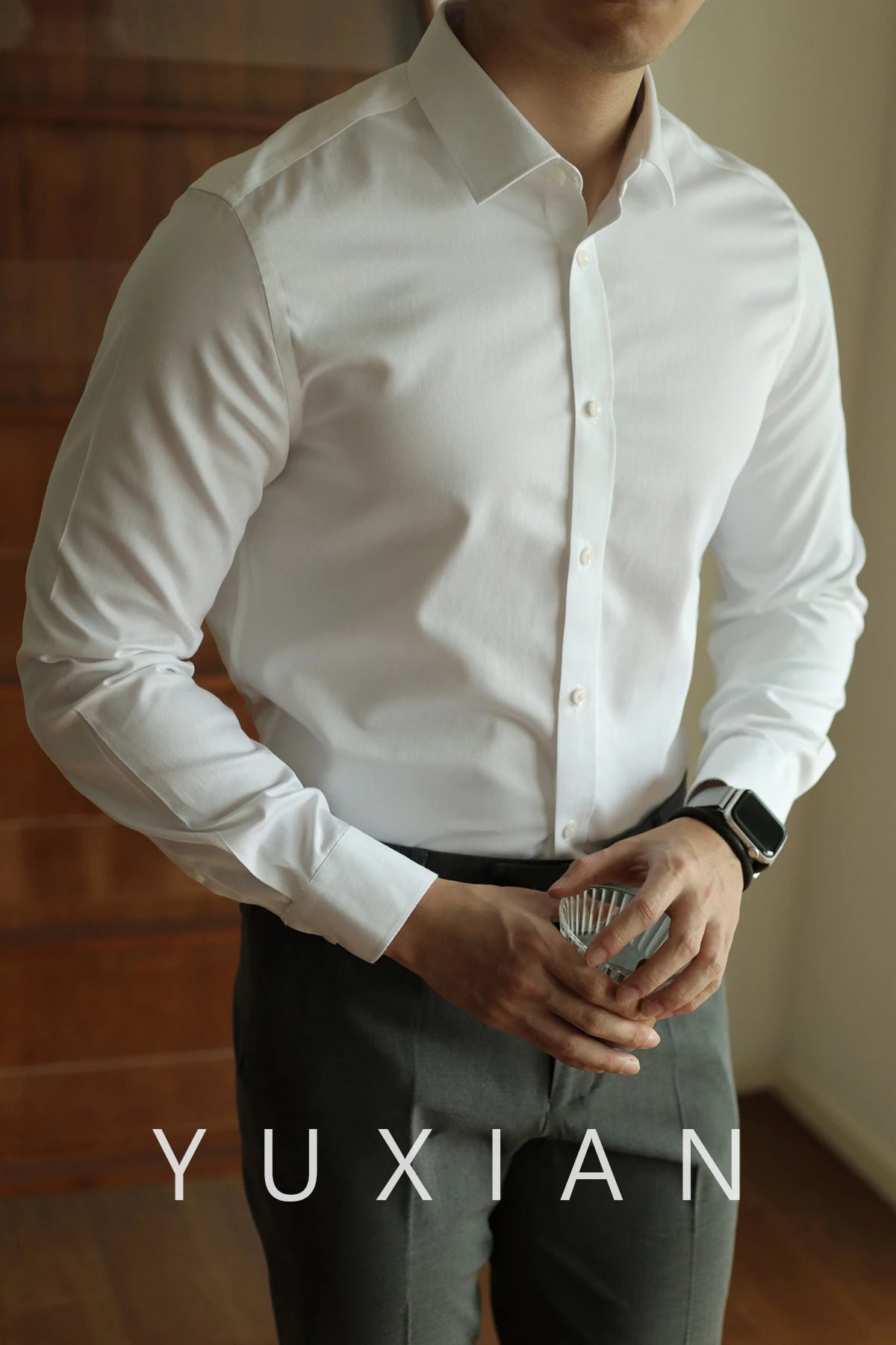 Men's long sleeved shirt casual, simple, high-quality, wrinkle free, slim fit, business formal, all season collection - Clikcy