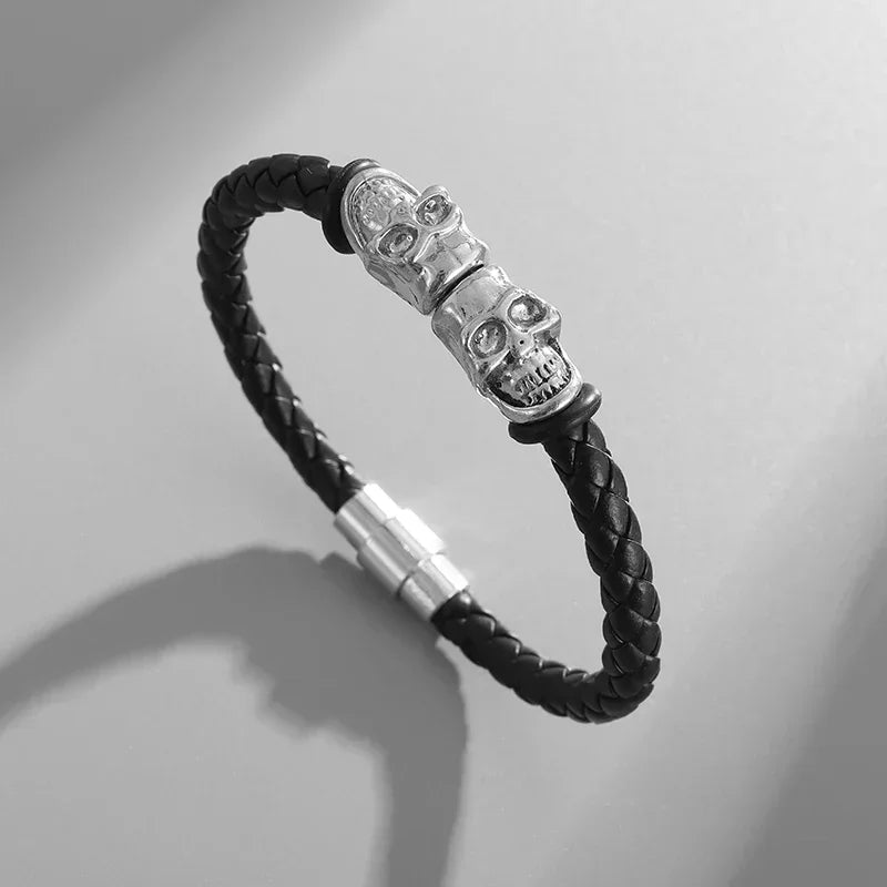 Classic Black Multilayer Leather Bracelet Men Casual Punk Party Jewelry Male Hand Band Gift - Clikcy