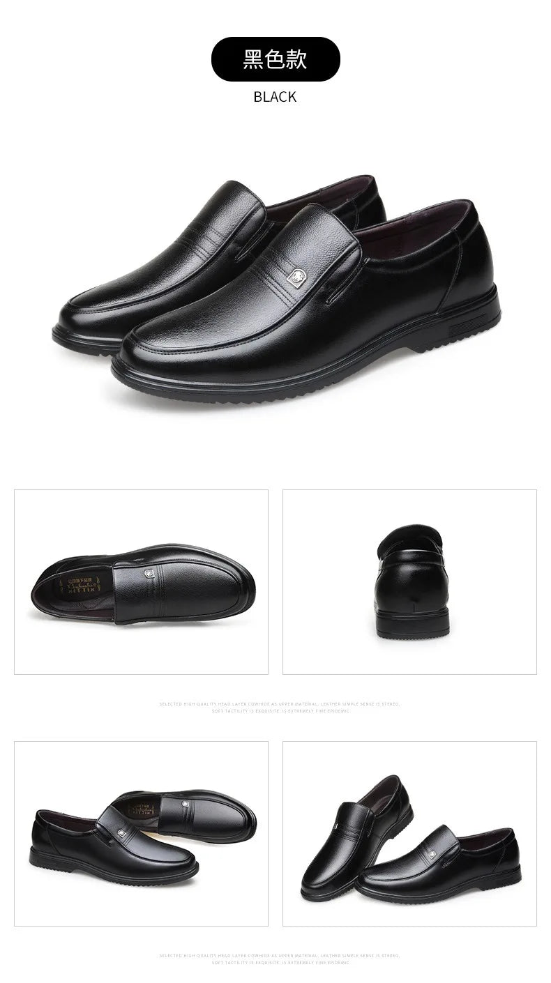 Leather Men Formal Shoes Luxury Brand 2025 Men's Loafers Dress Moccasins Breathable Slip on Black Driving Shoes Plus Size 37-46 - Clikcy