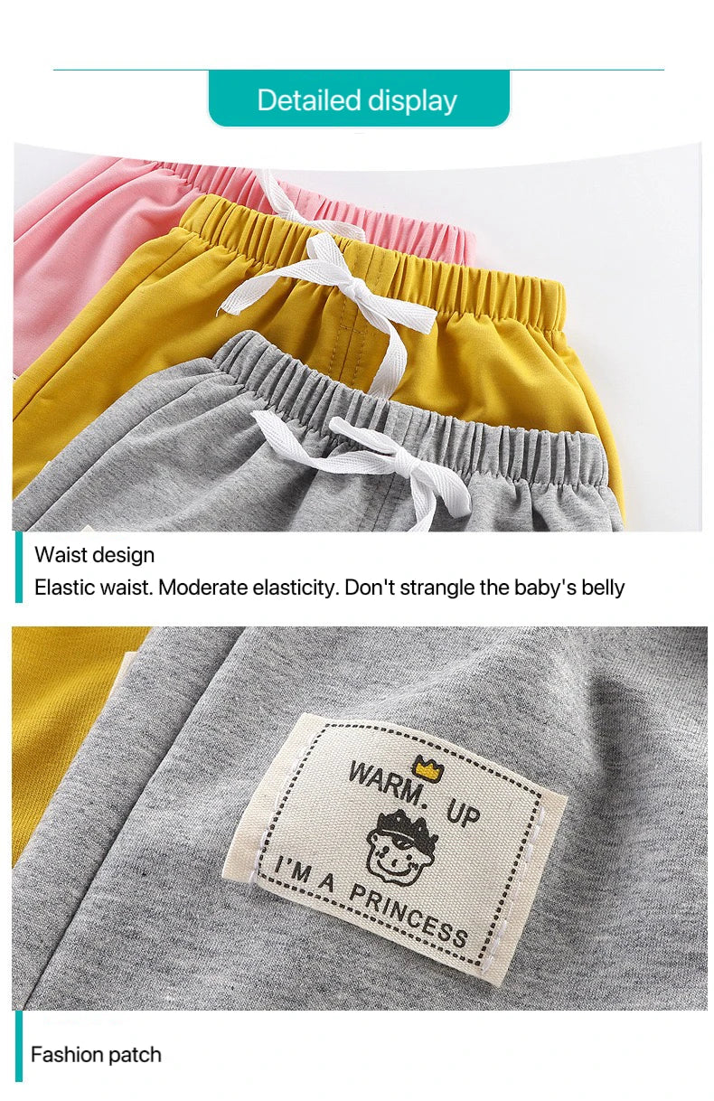 2pcs Cotton Summer Kids Shorts Boys Girls Solid Color Short Baby Cartoon Casual Pant Children Short Pant Sport Clothing Outwear - Clikcy