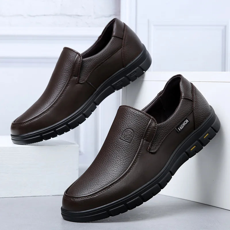 New Genuine Leather Handmade Shoes Casual Shoes For Men Flat Platform Walking Shoe Outdoor Footwear Loafers Breathable Sneakers - Clikcy