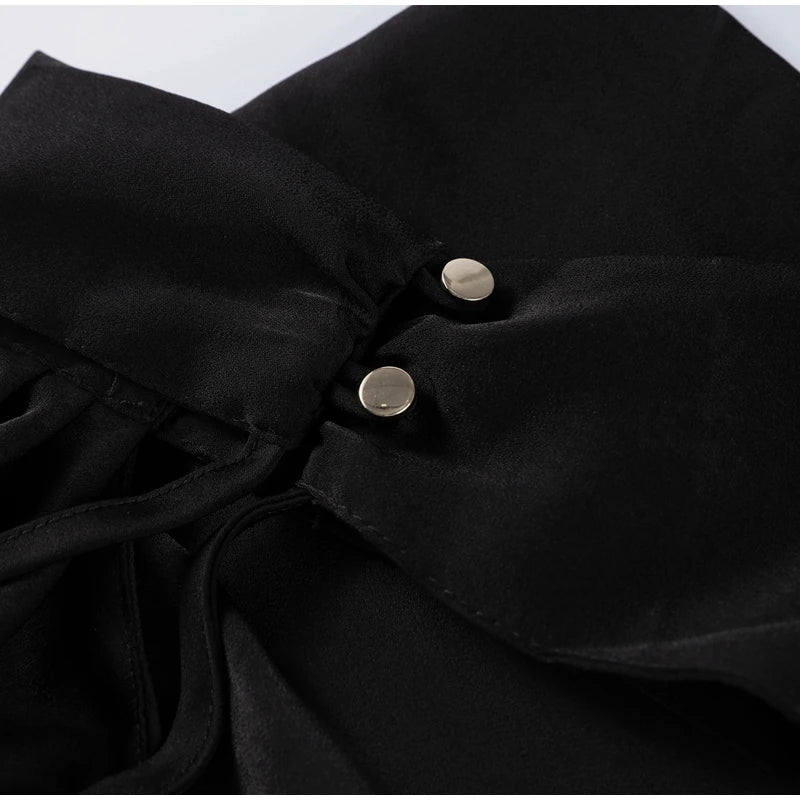 Sexy Satin Ribbon Party Dress Women Elegant Halter Backless Off Shoulder Sleeveless Female Dresses 2024 Summer Solid Robe Gown - Clikcy