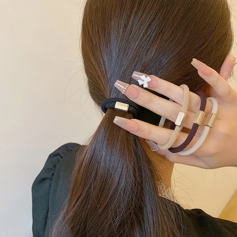 AWAYTR 5PCS New Girls Elastic Hair Rubber Bands  Headbands Women Hair Tie Hair Gum Ponytail Hair Holders Hair Accessories - Clikcy