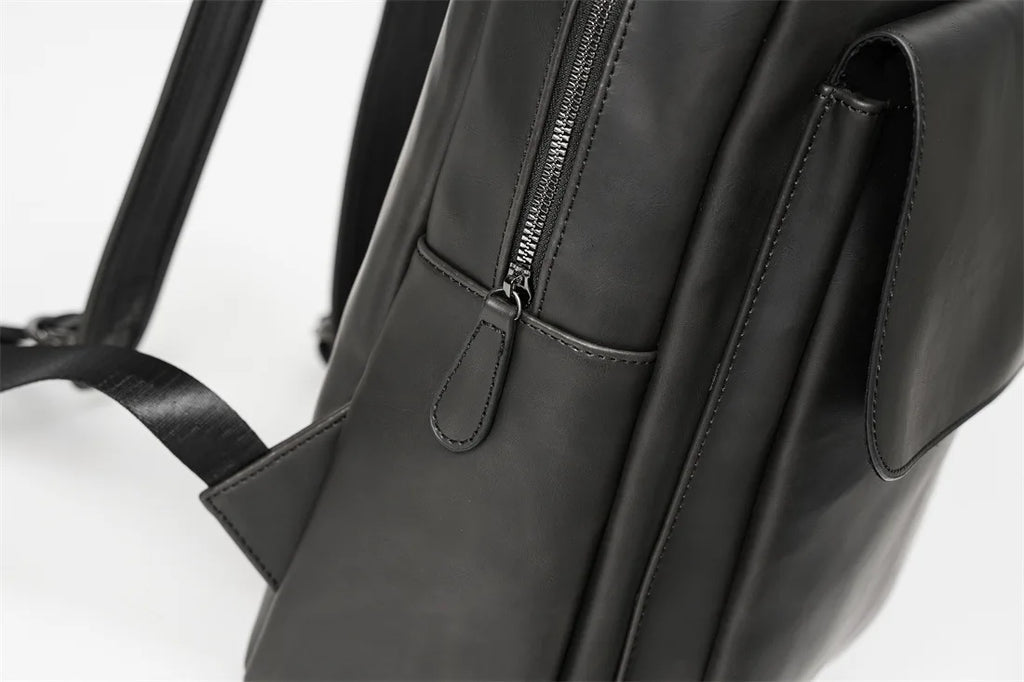 Retro Fashion Laptop Backpack Men Korean Style Flap Men's Backpacks High Quality PU Leather Travel Back Bag Student Schoolbags - Clikcy