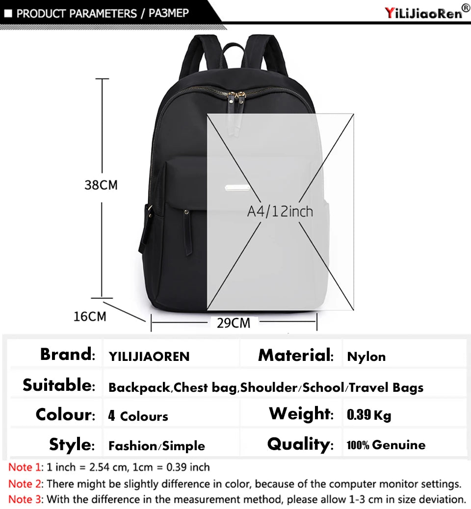 Large Capacity Backpack Woman Waterproof Nylon Back Pack for Women Fashion Ladies Multifunctional Bagpack Outdoor Travel Bag - Clikcy