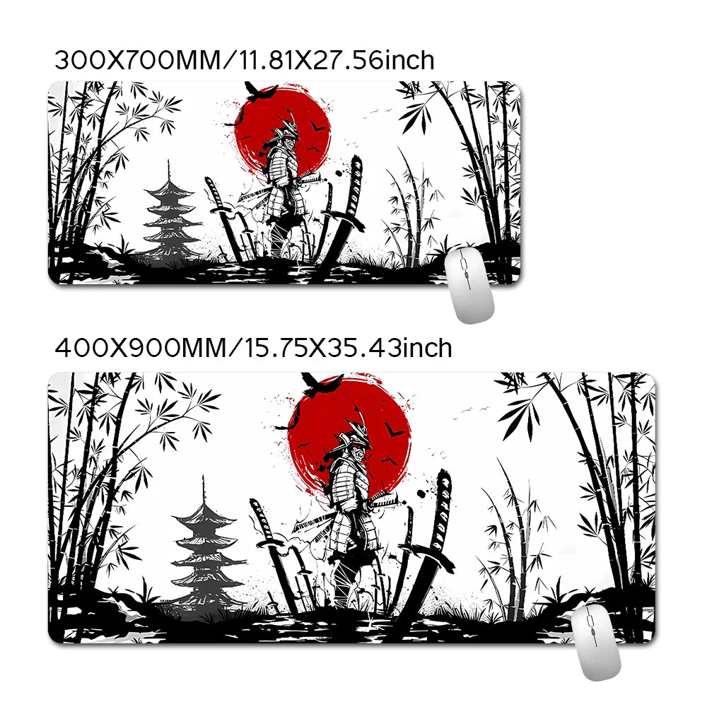 Samurai Warrior Mouse Pad Gamer Computer Accessories Keyboard Table Mat Black Mousepad Company Gaming Laptop Desk Accessory Pc - Clikcy