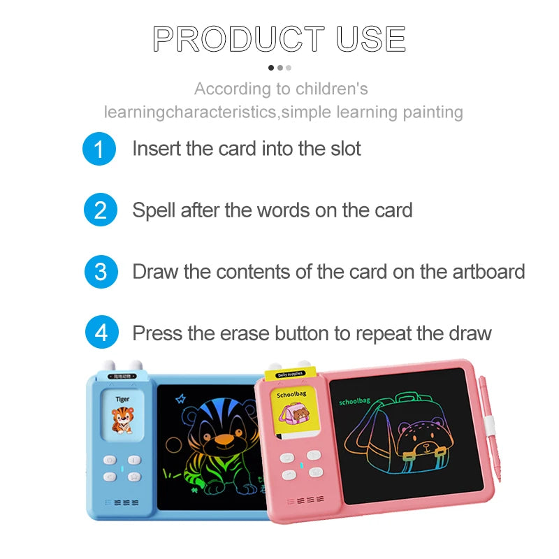 Talking Flash Cards Writing Tablet Educational Speech Toys for 3-8 Years  text education writing tablet  cards writing birthday - Clikcy