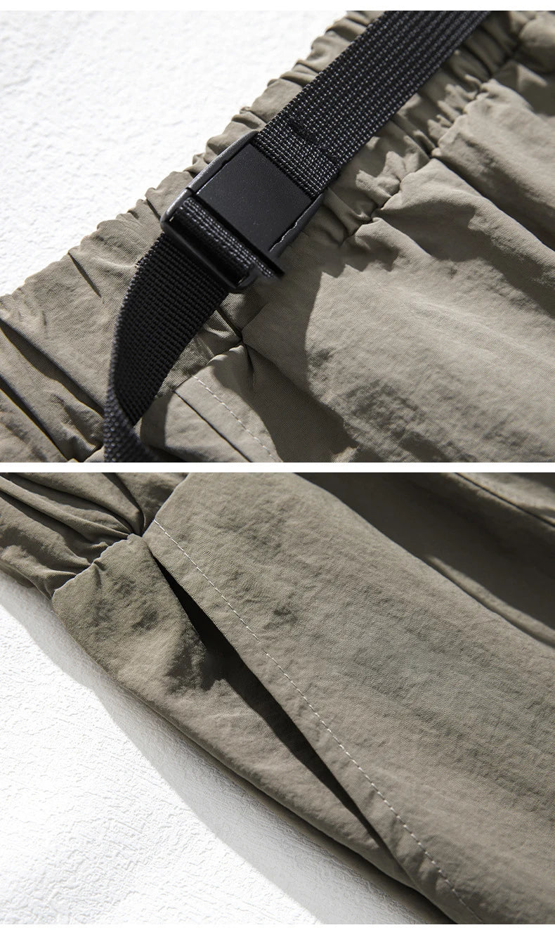 TFETTERS Autumn Men Cargo Pants 2025 Multi Pocket Waterproof Solid Color Casual Pants 100% Nylon Outdoors Tourism Men Clothes - Clikcy