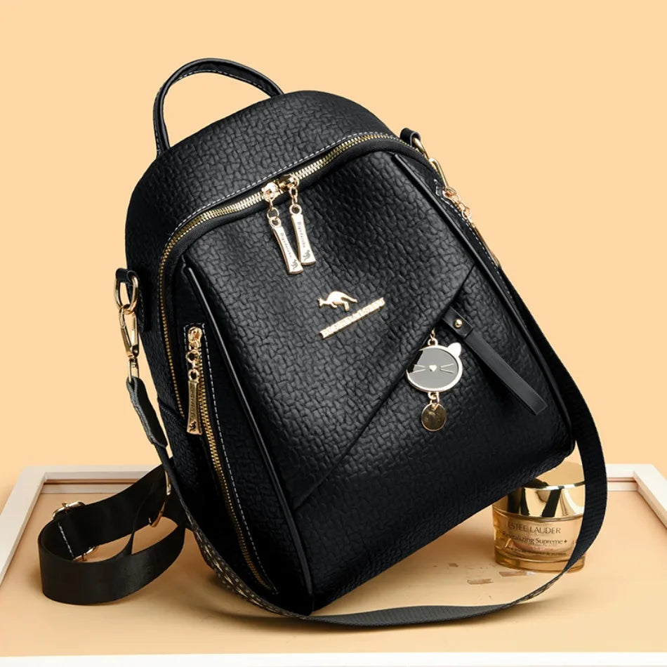 New Luxury Design Leather Women Backpack Casual School Bag for Teenager Girls Travel Back Pack Ladies Bagpack Mochilas Sac A Dos - Clikcy